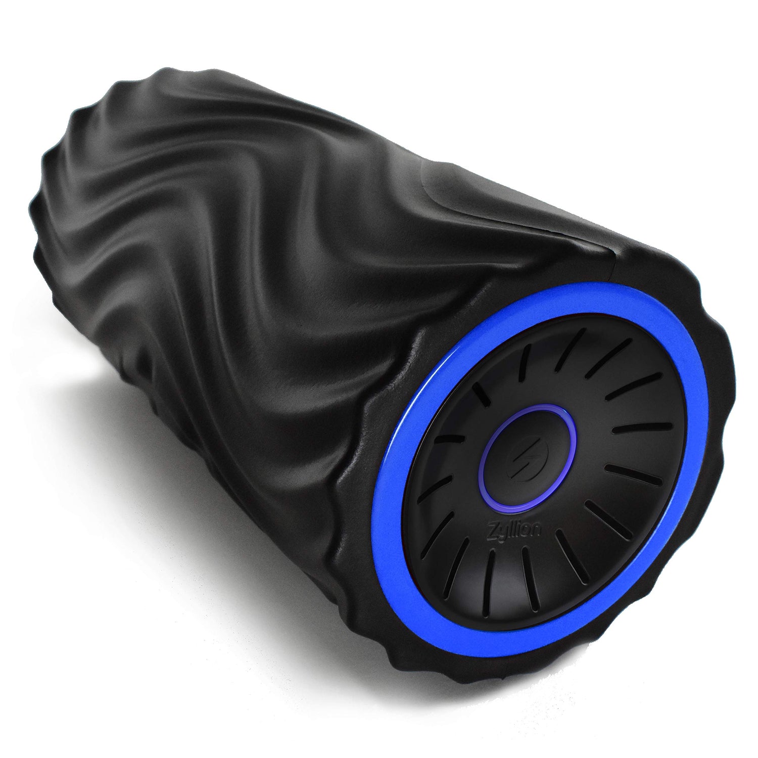 Zyllion Rechargeable Vibrating Foam Roller with 3 High-Density Textured Surfaces and 4 Speeds for Exercise Massage Muscle Recovery Trigger Point Myofascial Release - Black/Blue (ZMA-22-BKBL)